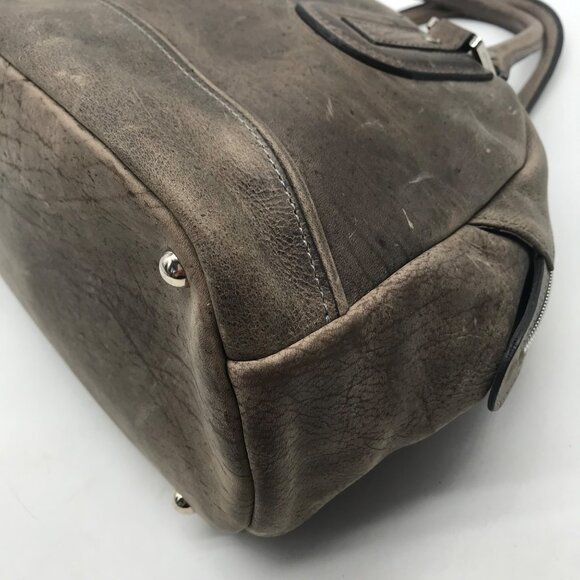 Longchamp Grey Distressed Leather Cosmo Satchel Bag - Picture 10 of 11